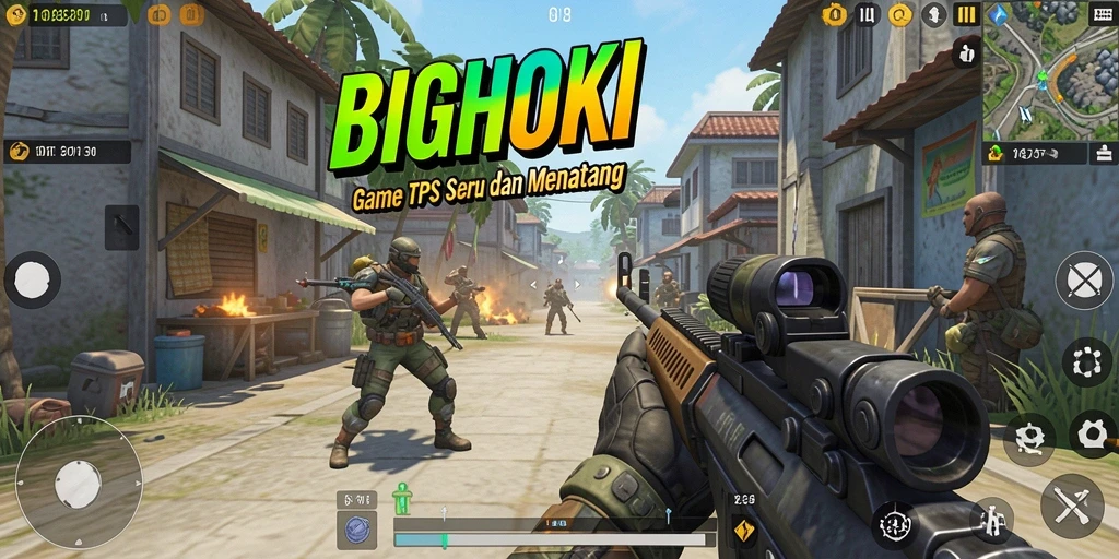 Screenshot menampilkan aksi intens di BIGHOKI dengan grafis yang memukau.