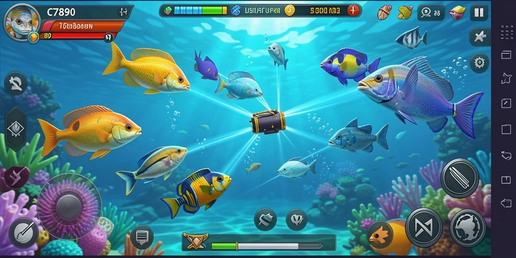 Screenshot C7890 menampilkan aksi seru dalam permainan Tembak Ikan.