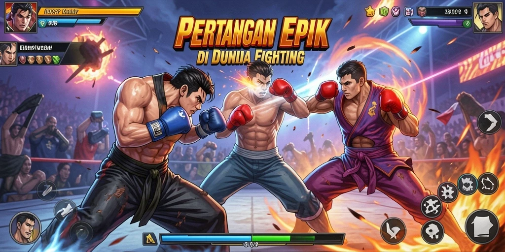 Screenshot gameplay IDRRP menampilkan pertarungan seru antara karakter.