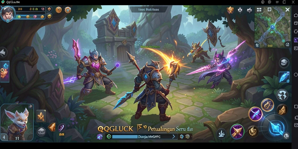 Tampilan gameplay seru dalam QGLUCK dengan aksi MMORPG.