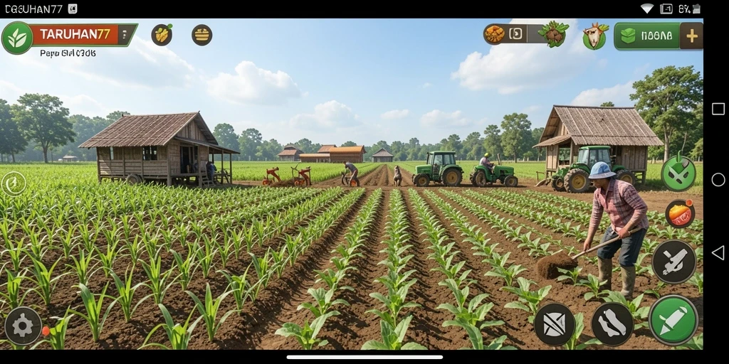 Screenshot TARUHAN77 menunjukkan gameplay pertanian yang menarik dan interaktif.